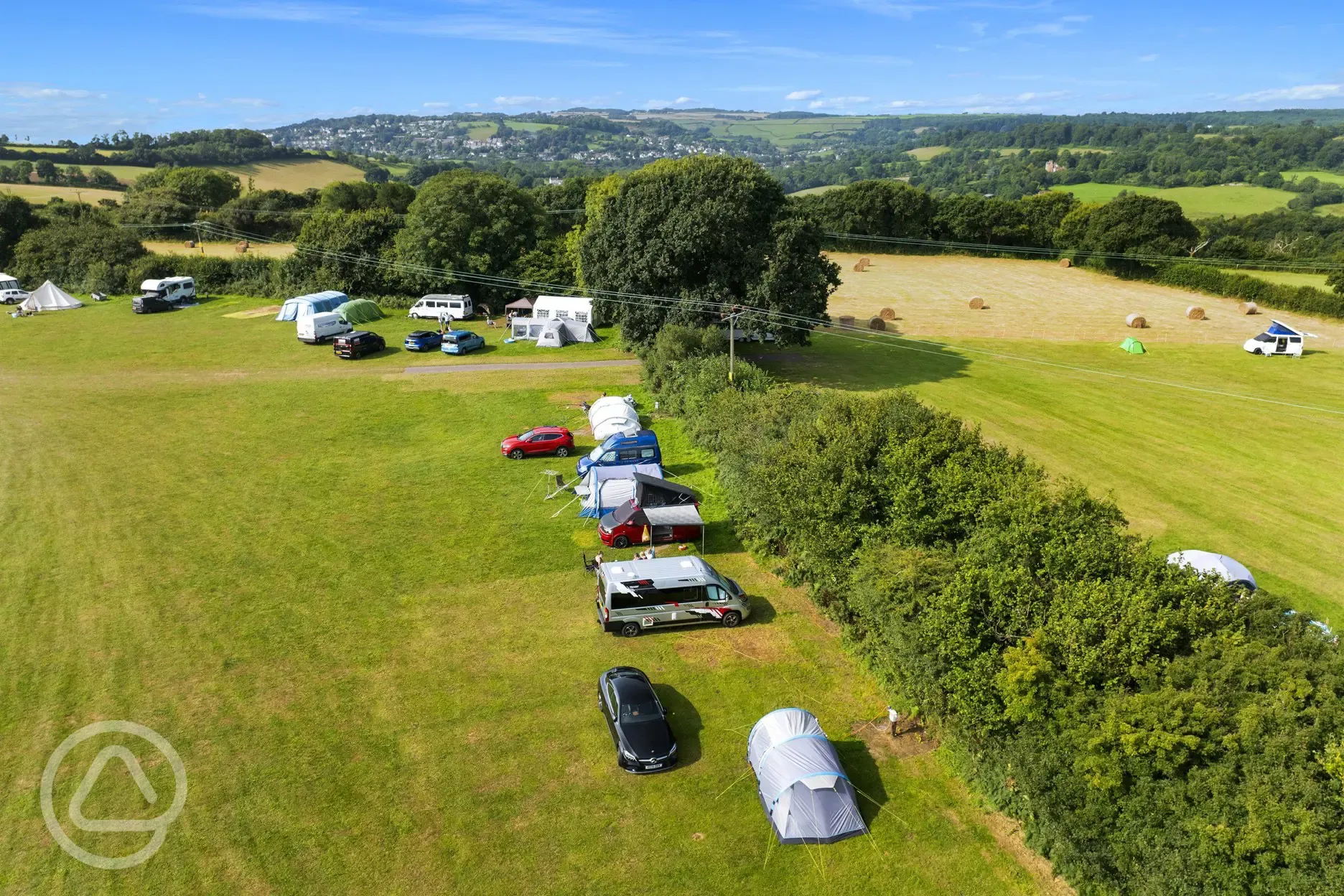 Aerial of Cummins Farm with multiple fields and grass pitch areas