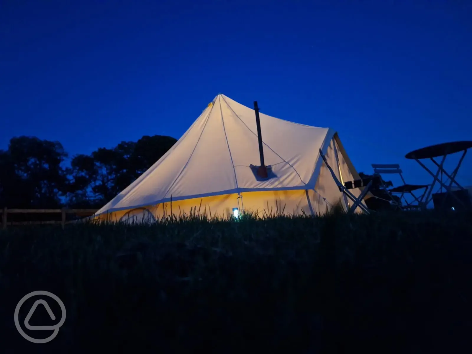 Bell tent at night