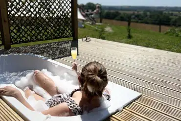 Outdoor bath for guests to use