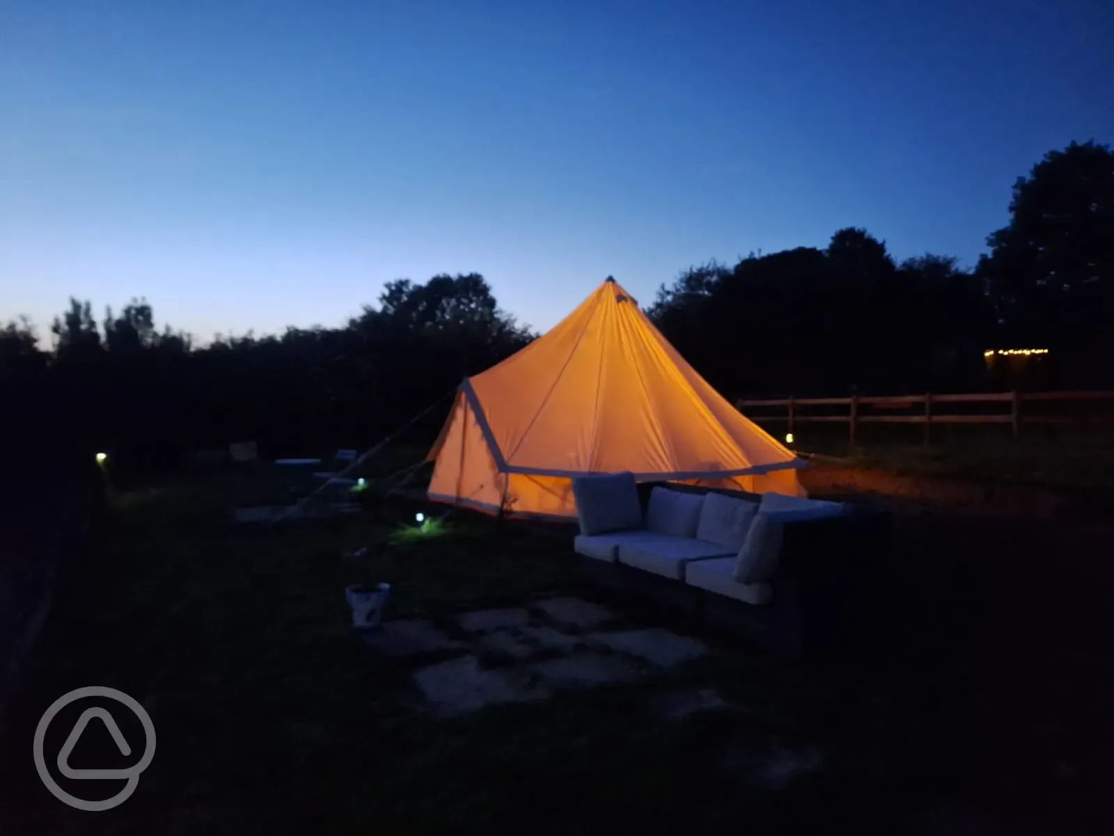 Bell tent at night
