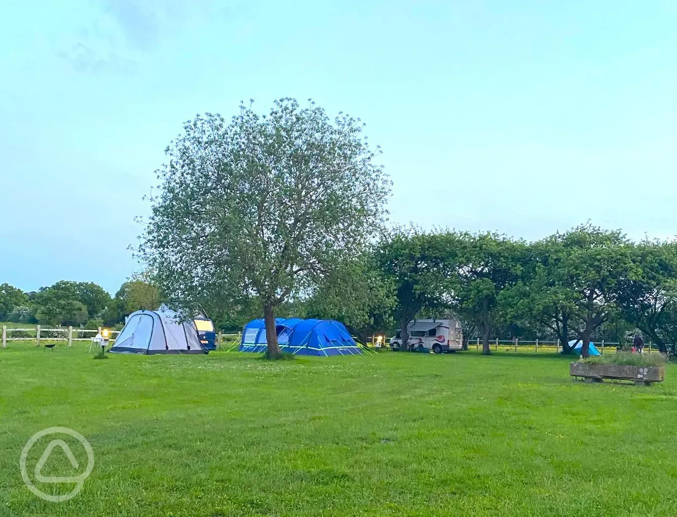 Tent on grass pitches with optional electric 