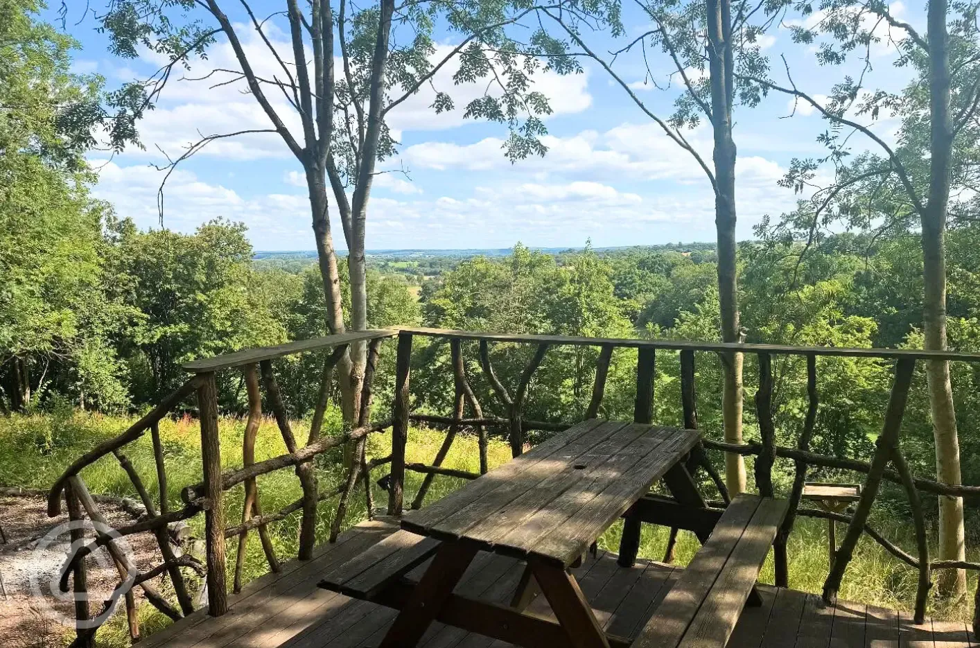 Glamping pod terrace and views