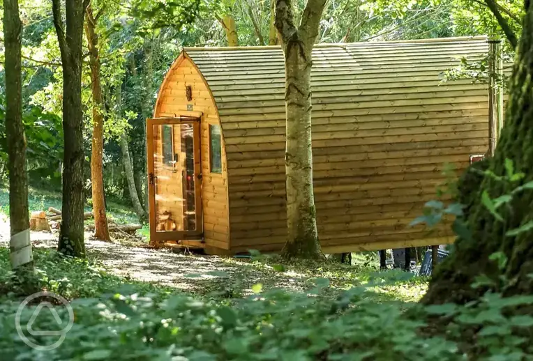 Glamping pod in the woodland