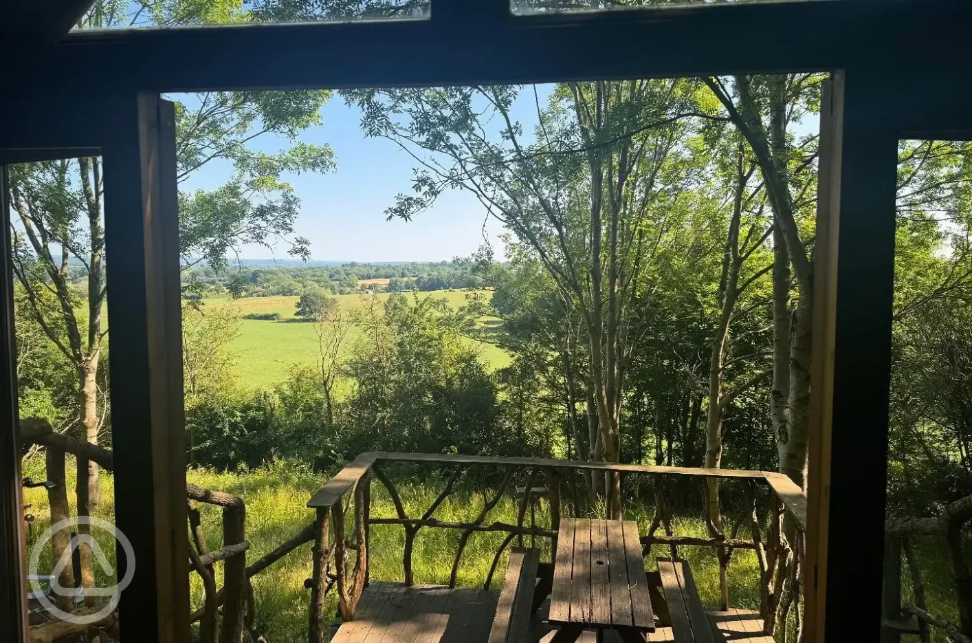 Glamping pod terrace and views