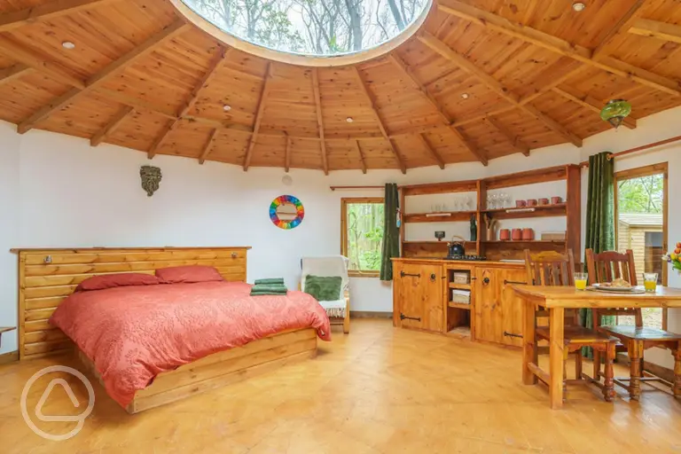 Roundhouse woodland yurt interior