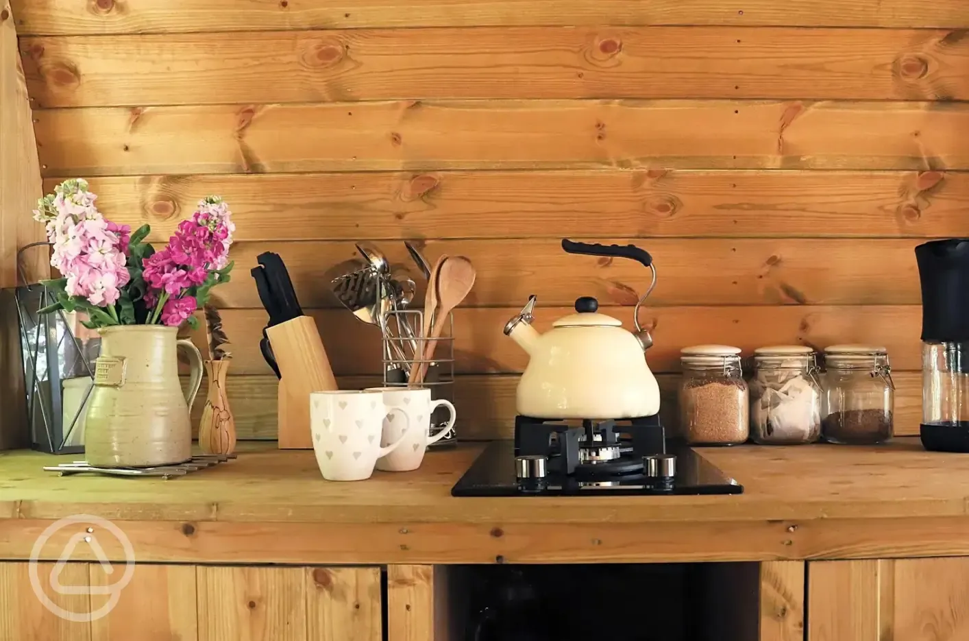Glamping pod kitchen