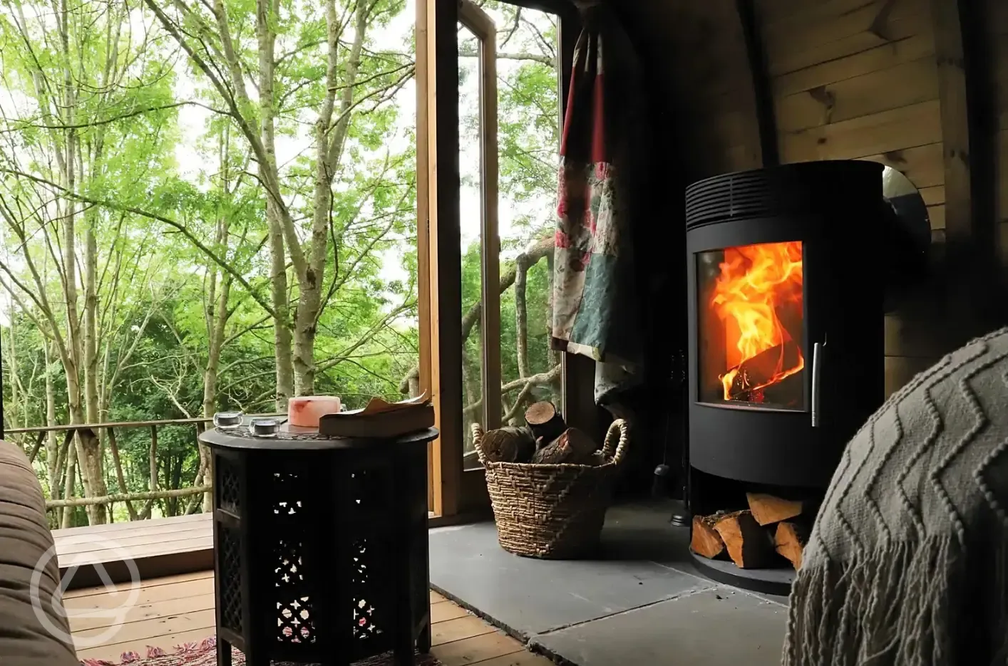 Glamping pod wood burner