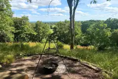 Glamping pod with outdoor fire pit area Glamping pod with outdoor fire pit area