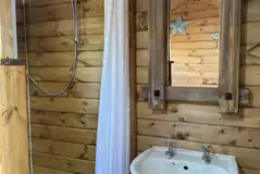 Roundhouse wooden yurt shower Roundhouse wooden yurt shower