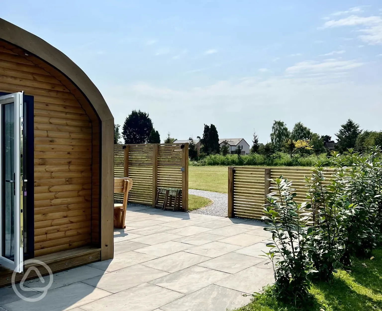 Glamping pod exterior and surroundings