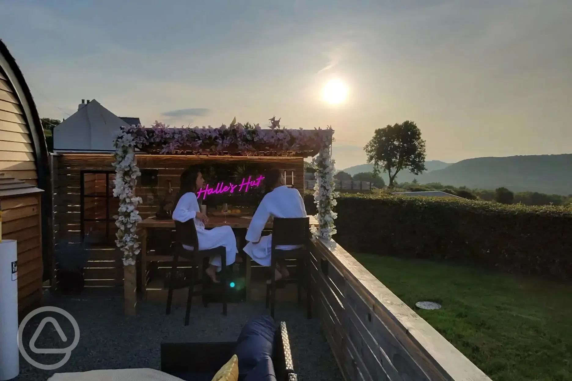 Glamping pod private bar