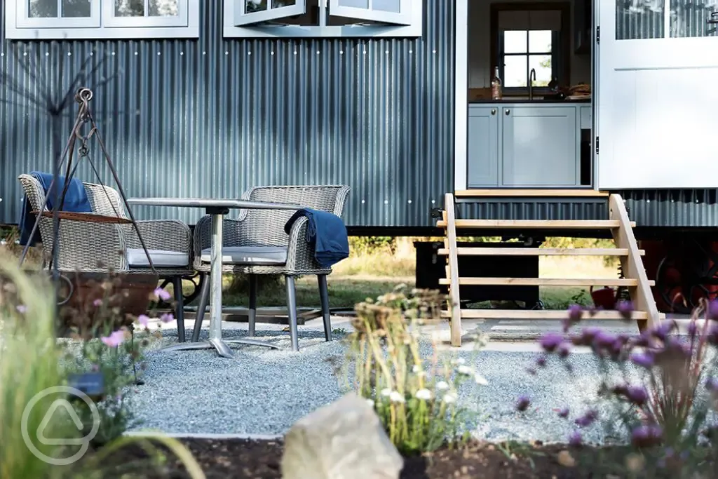 Shepherd's Hut outdoor seating
