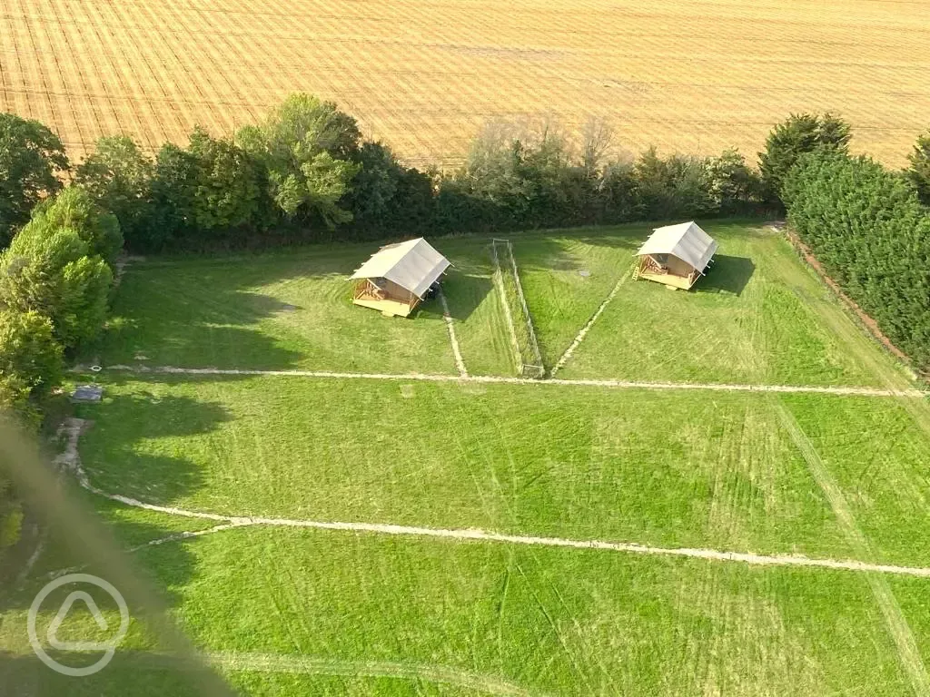 Aerial of the safari tents