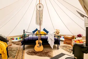 Furnished bell tent interior 