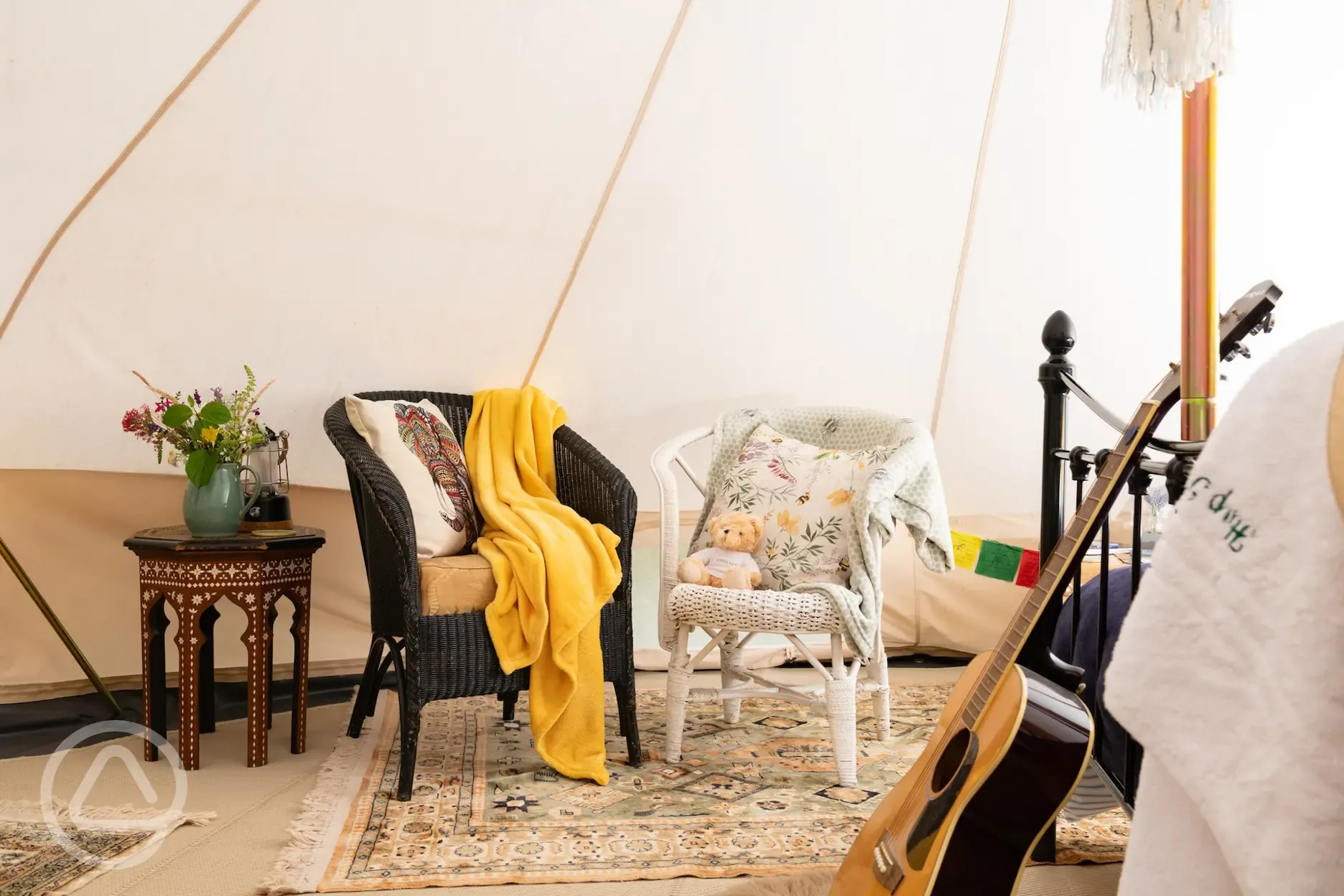 Furnished bell tent interior