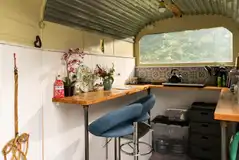 Bell tent's converted trailer kitchen interior Bell tent's converted trailer kitchen interior