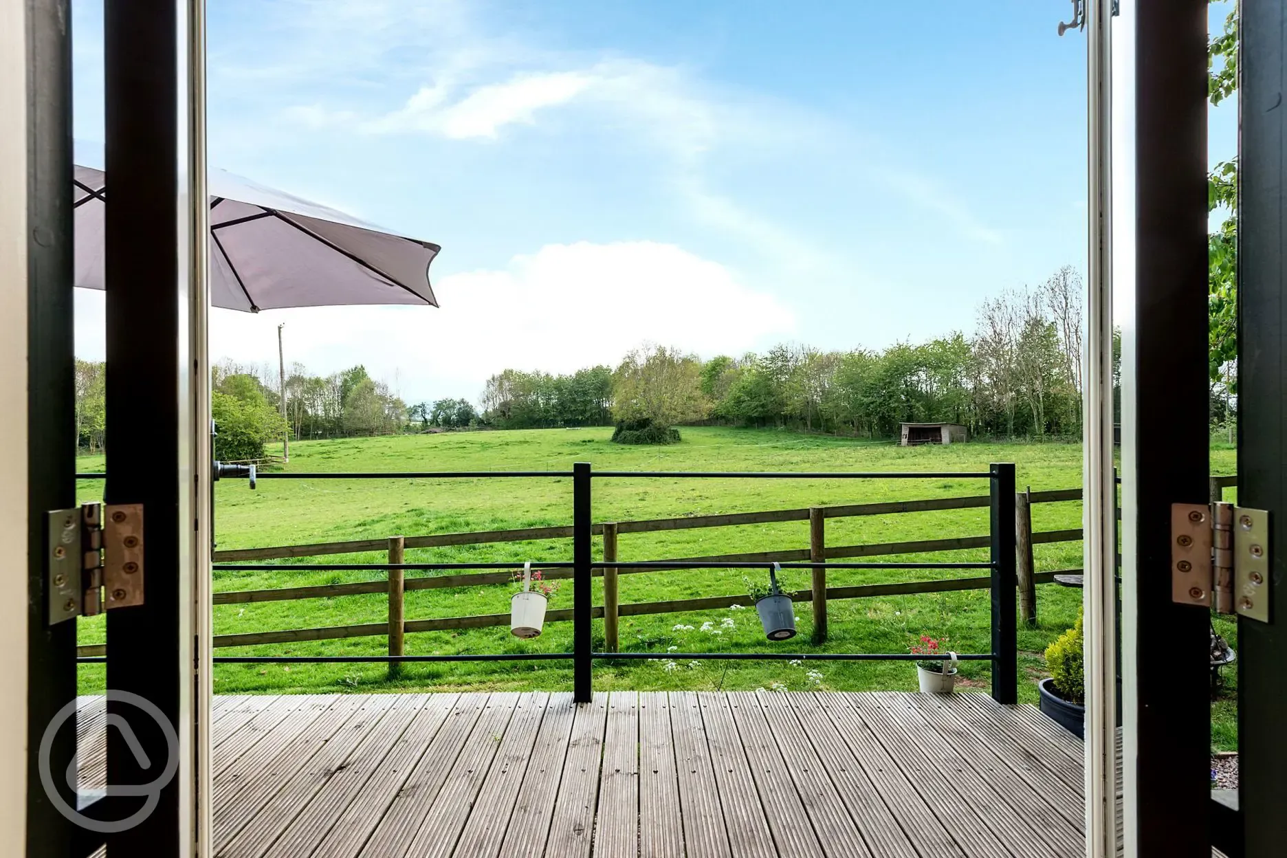 View from the Hideaway shepherd's hut 