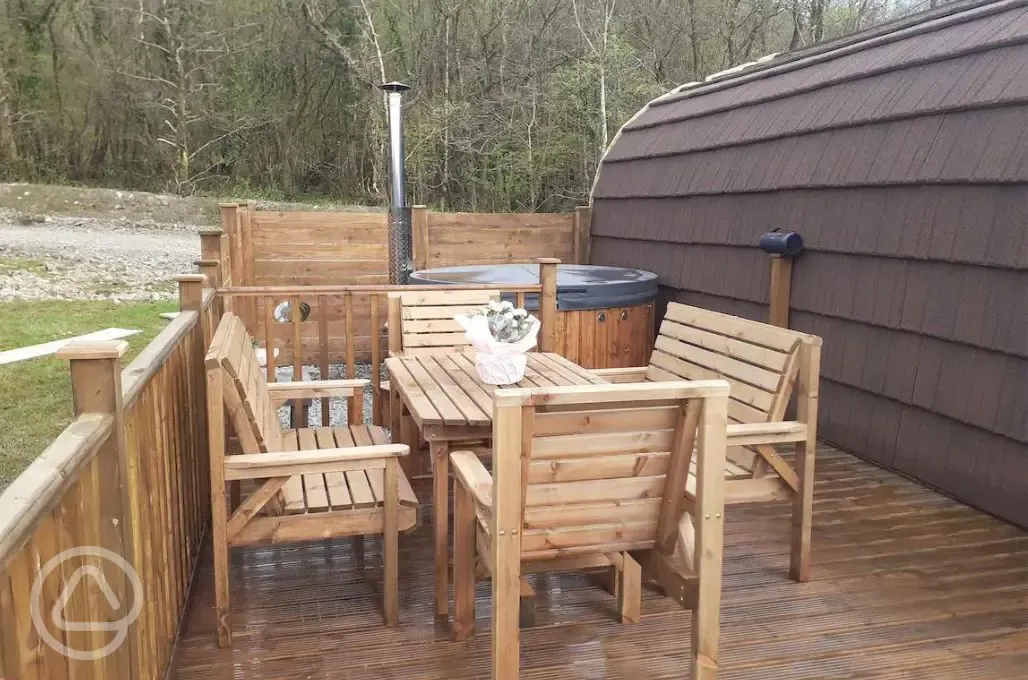 Hot tub and outdoor seating