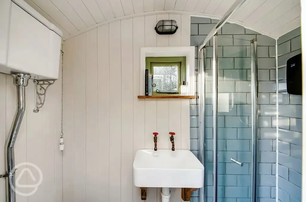 Shepherd's hut ensuite bathroom