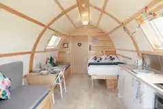 Accessible large glamping pod interior