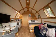 Couples ensuite glamping pod interior