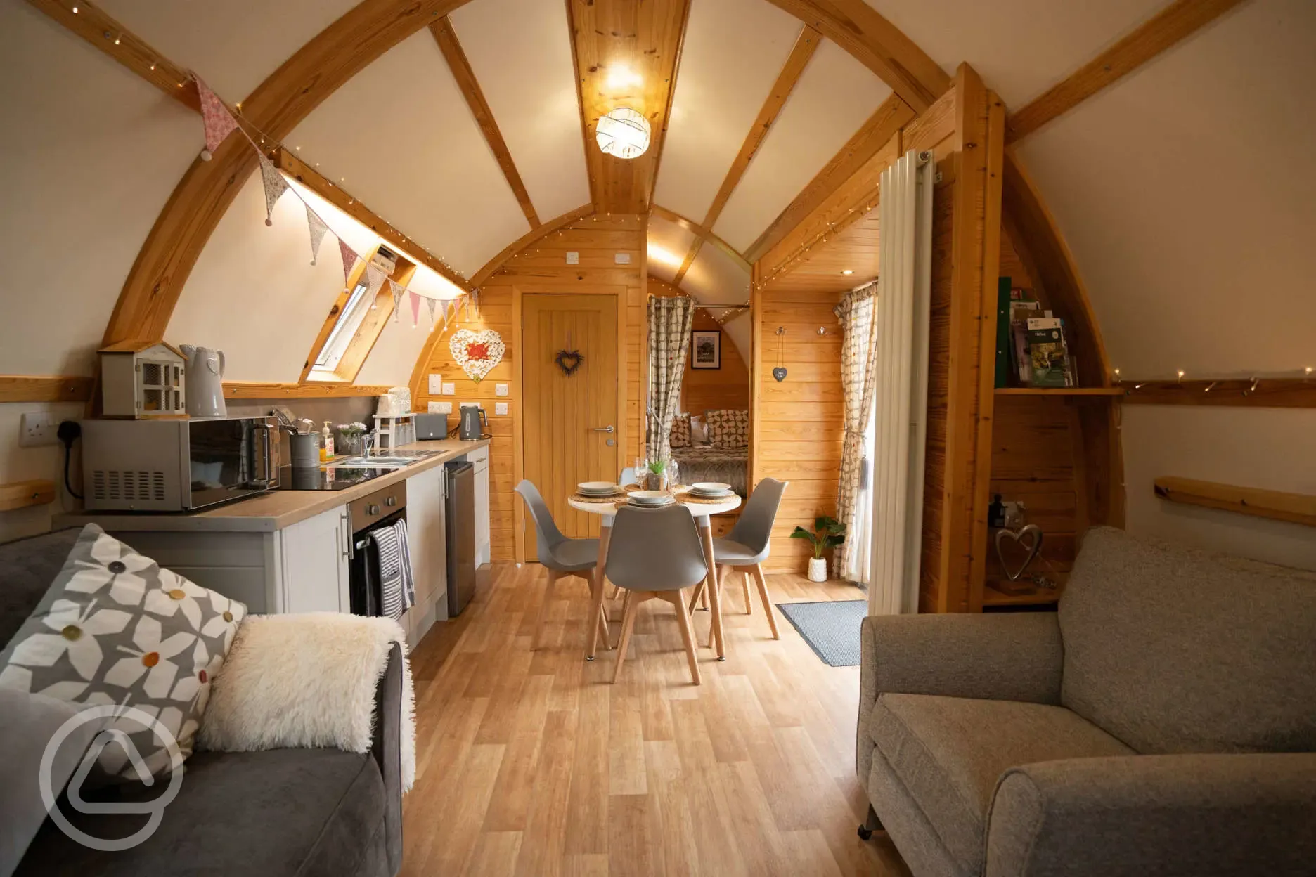 Large ensuite glamping pod interior