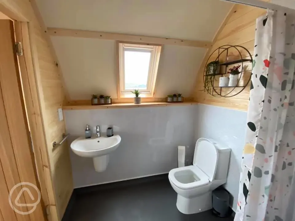 Accessible large glamping pod ensuite wetroom