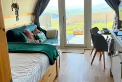 Couples ensuite glamping pod interior