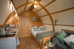 Couples ensuite glamping pod interior