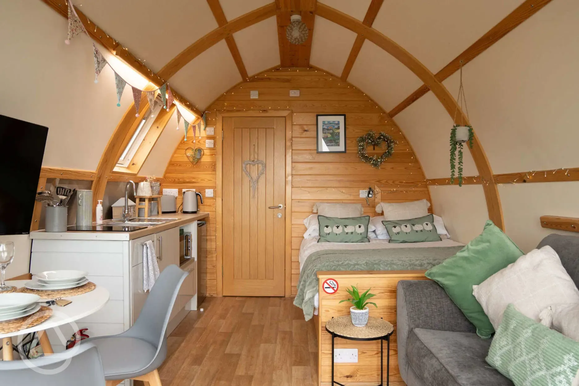 Couples ensuite glamping pod interior