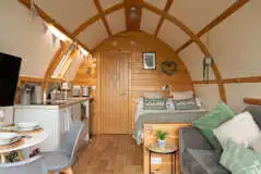 Couples ensuite glamping pod interior