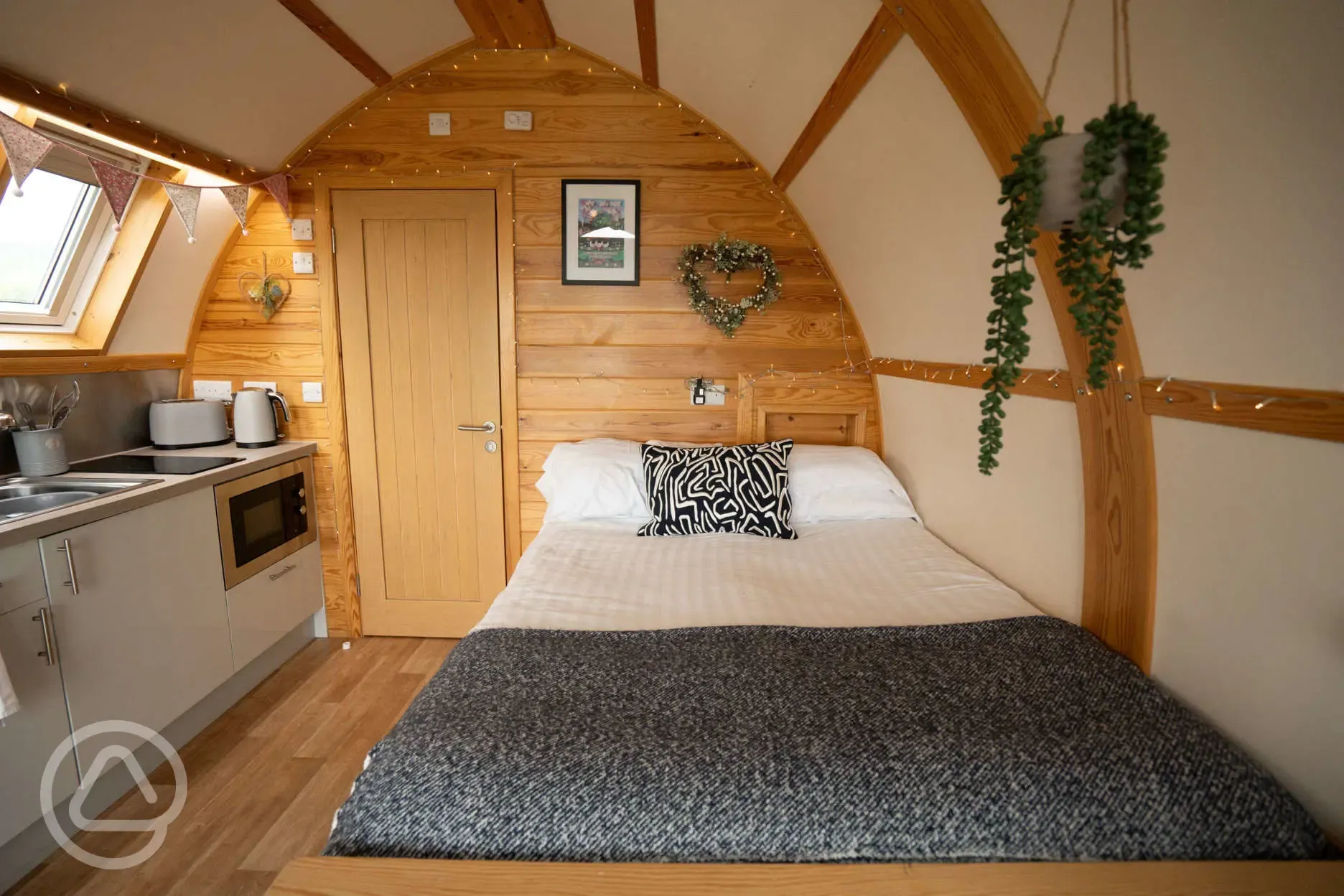 Couples ensuite glamping pod interior