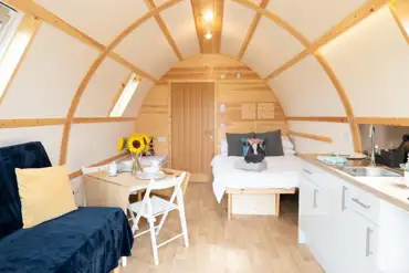 Accessible glamping pod interior