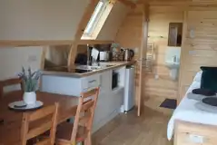 Glamping pod kitchette and ensuite