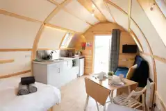 Accessible glamping pod interior