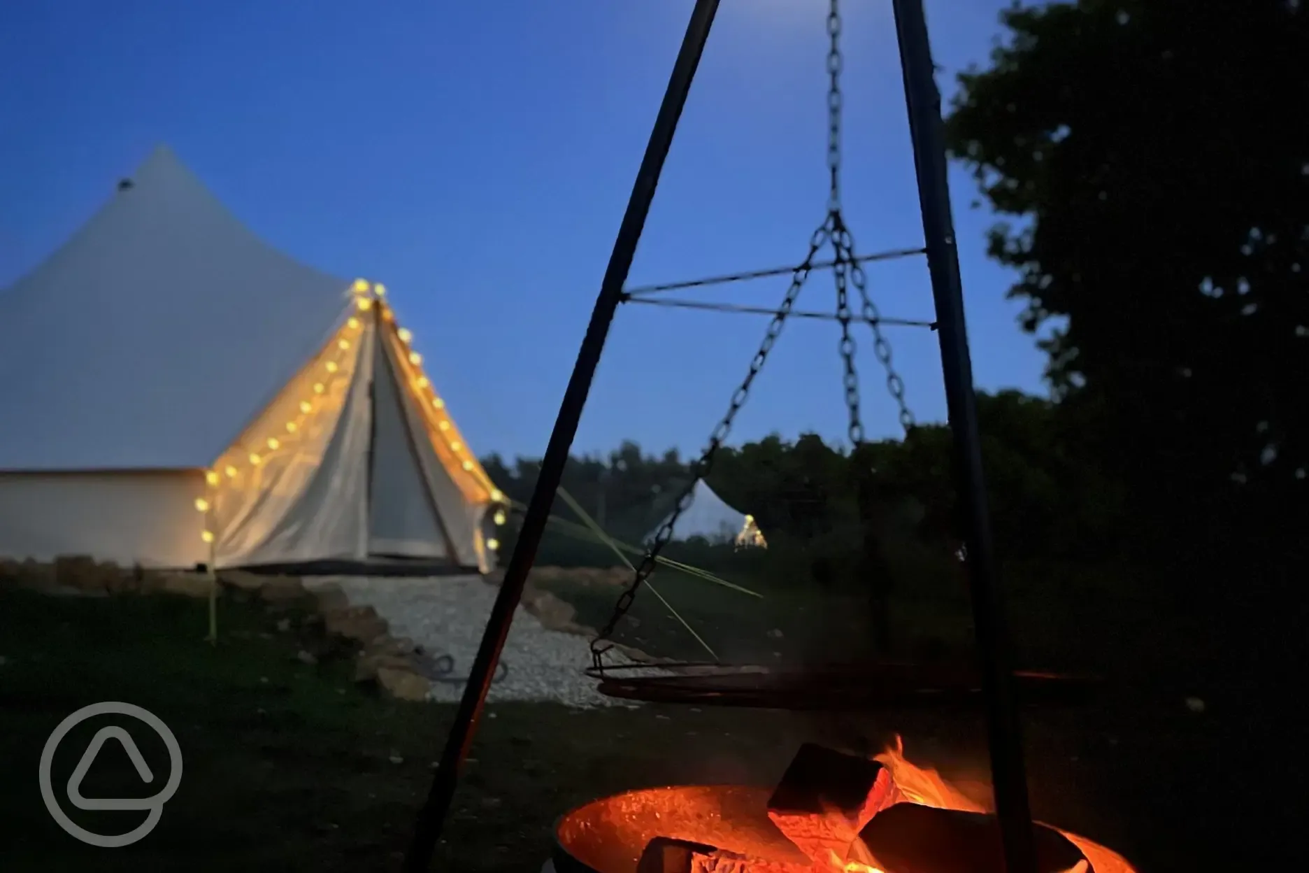 Bell tent at night