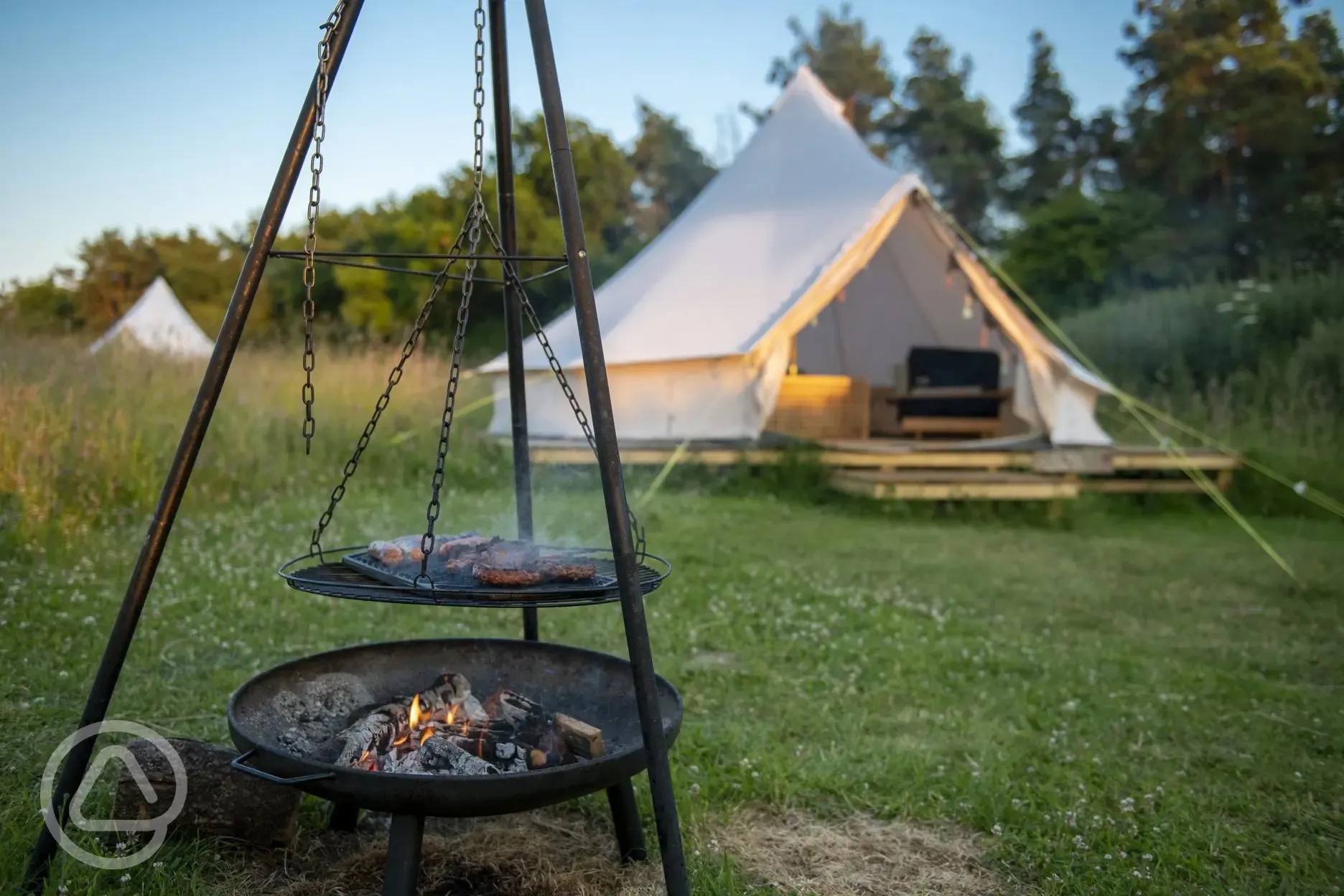 Bell tent and fire pit