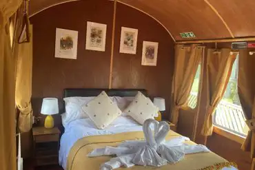 Glamping cabin master bedroom