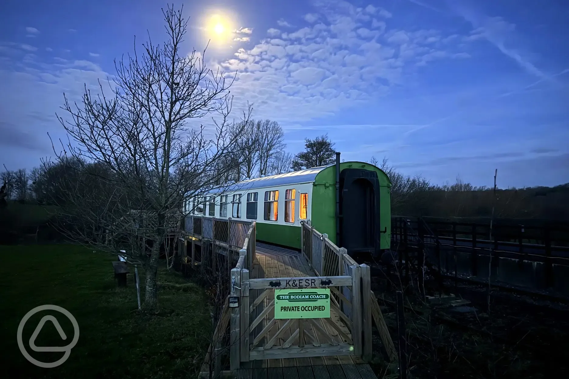 Railway carriage at night