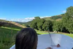 Outdoor bath with a view