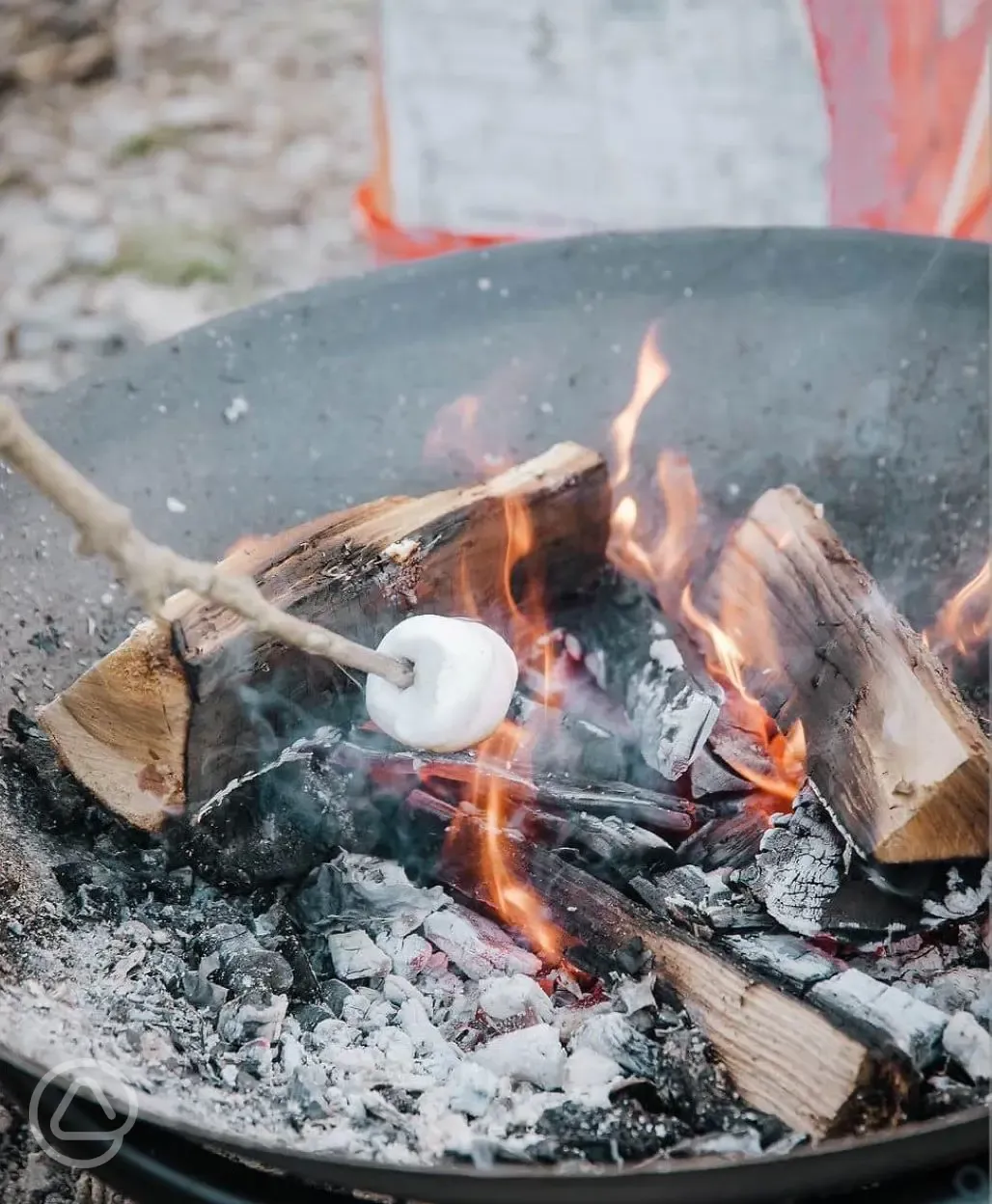 Lotus Belle Tent fire pit 