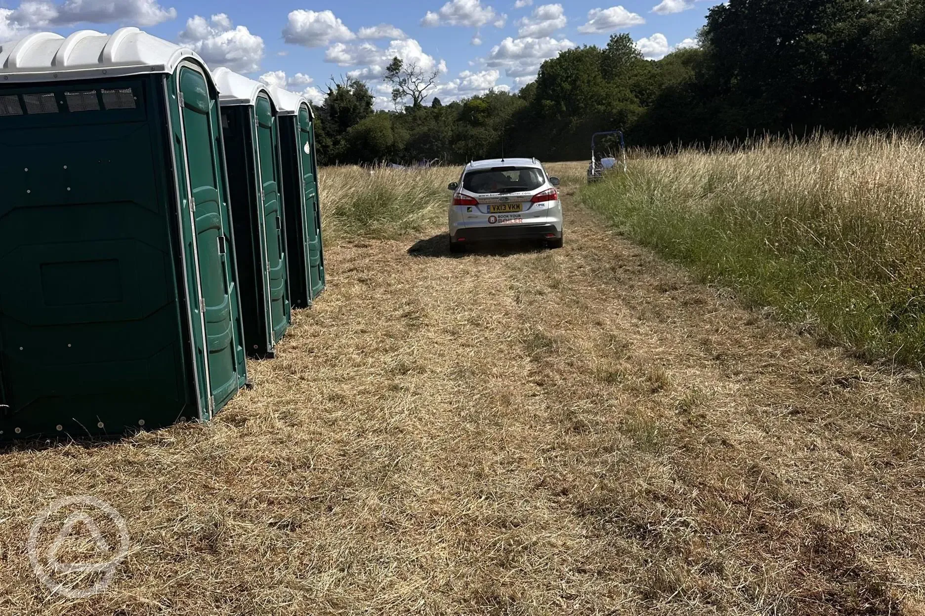 Field toilets, where cars can drop tents off 