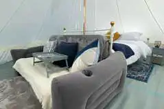 Bell tent sofa at Oakwood Marina