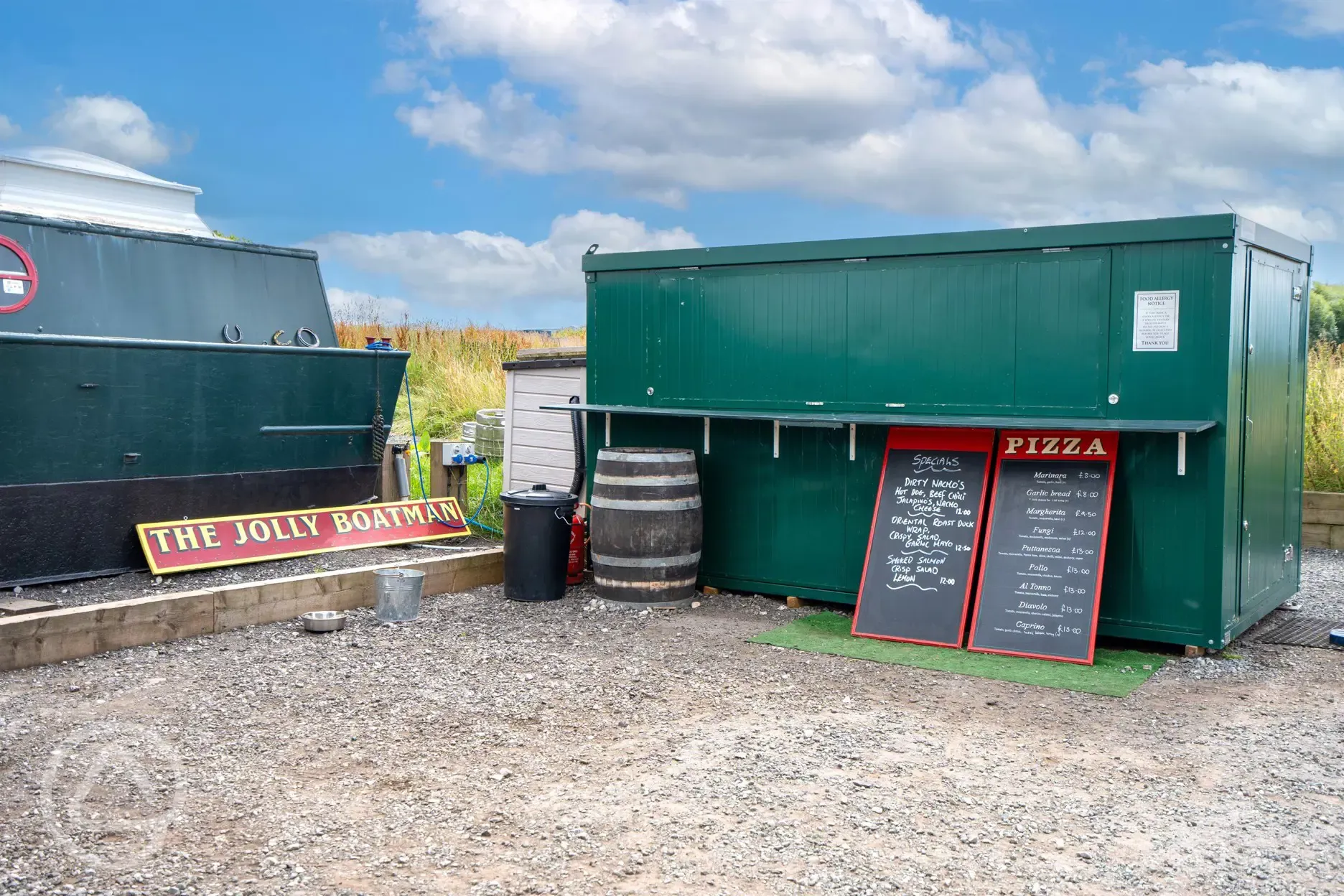 Seasonal pub on a restored boat at Oakwood Marina
