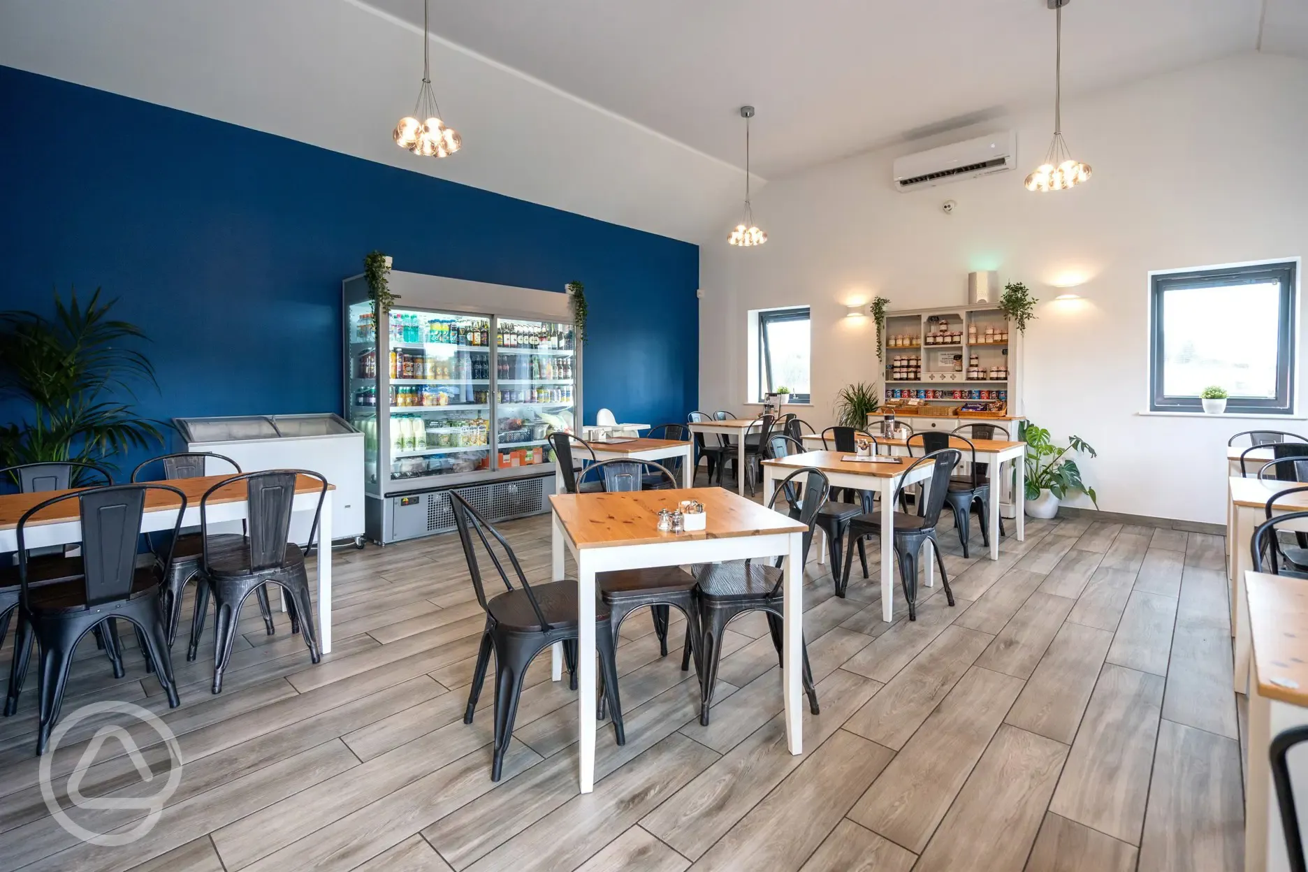 Indoor seating at Oakwood Marina's tearoom