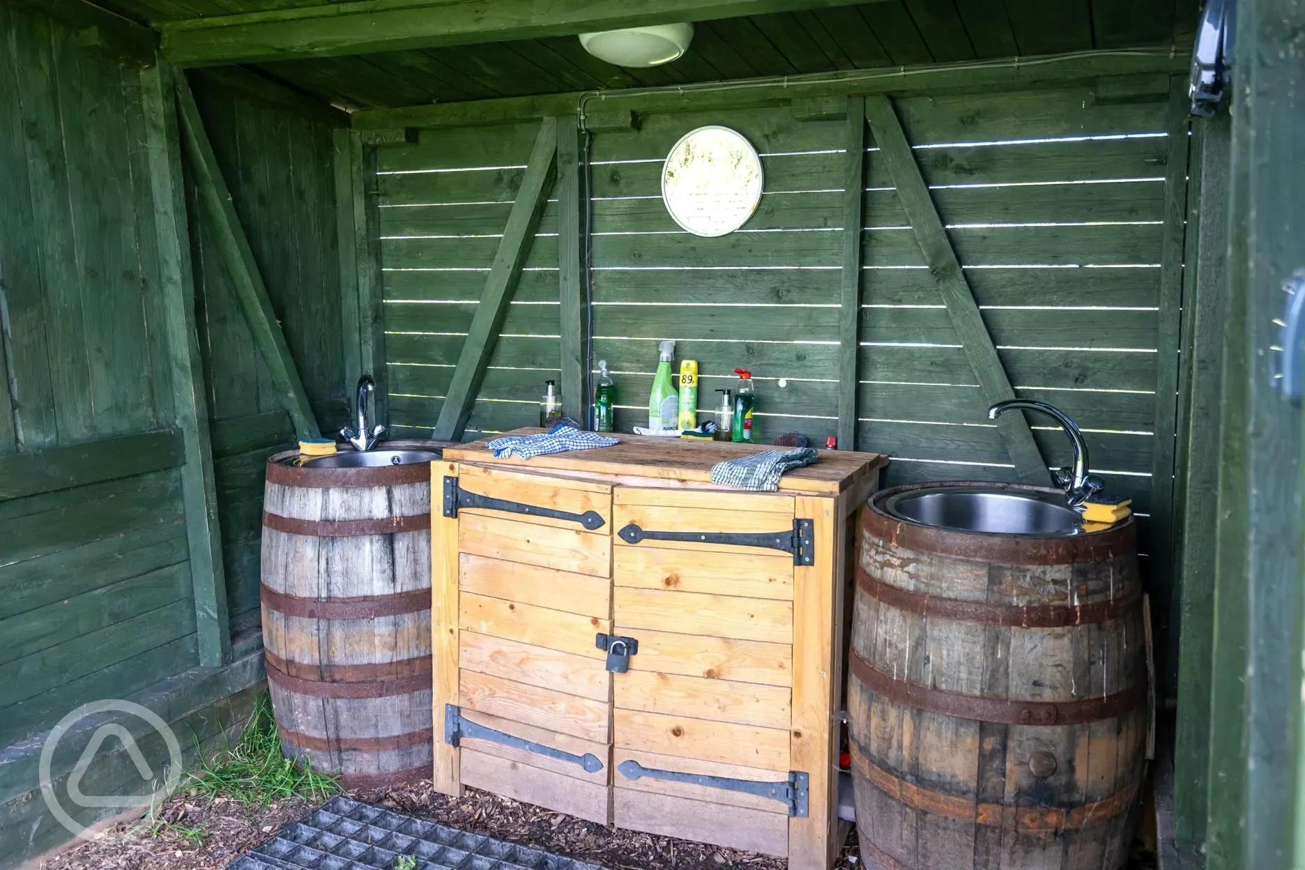 Washing up area for the bell tents