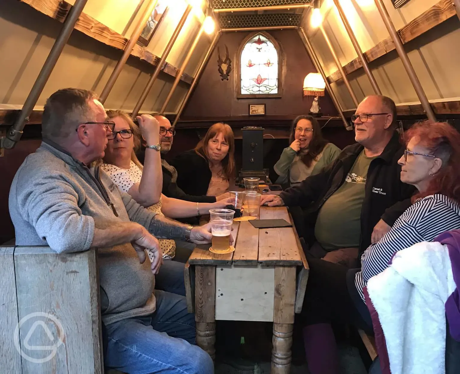 Seasonal pub on a restored boat