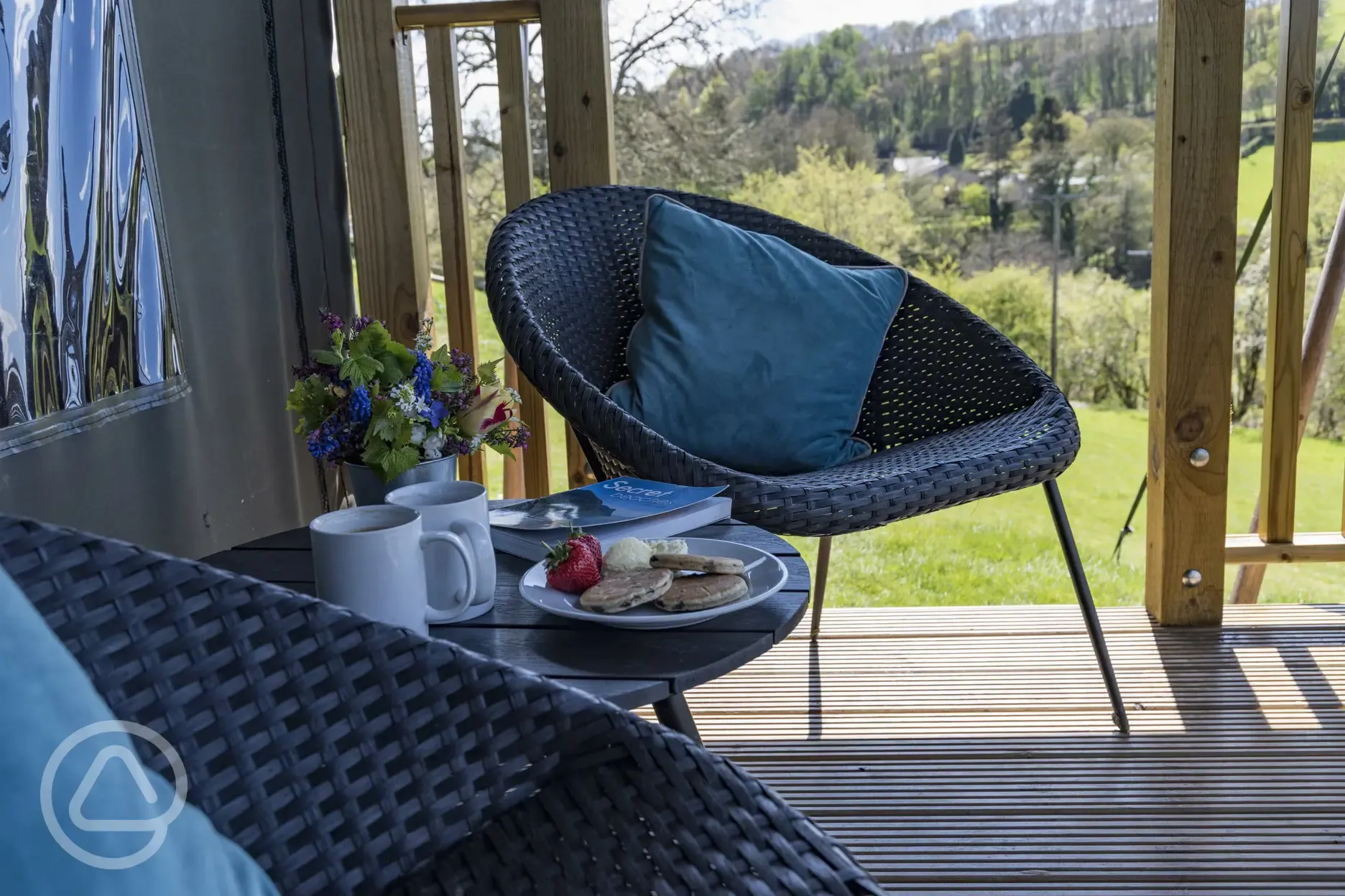 Outdoor seating on the decking