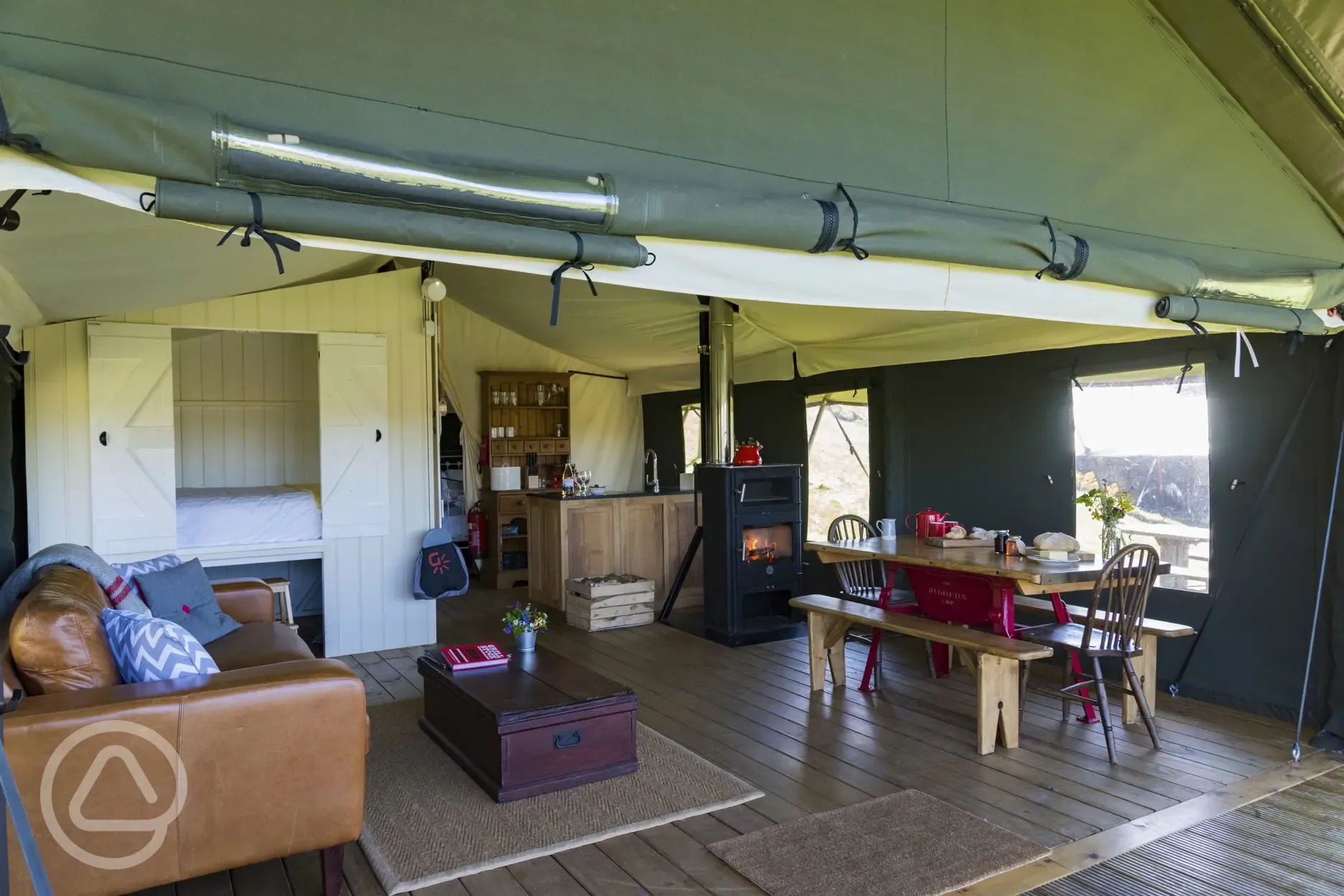 Aderyn safari tent interior