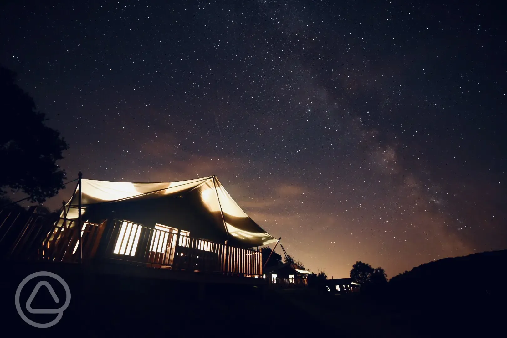 Enfys safari tent at night